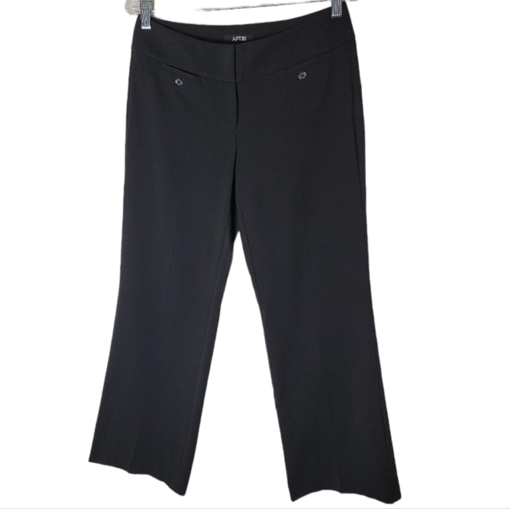 Apt 9 women's black dress pants modern fit low rise wide leg petite 6
